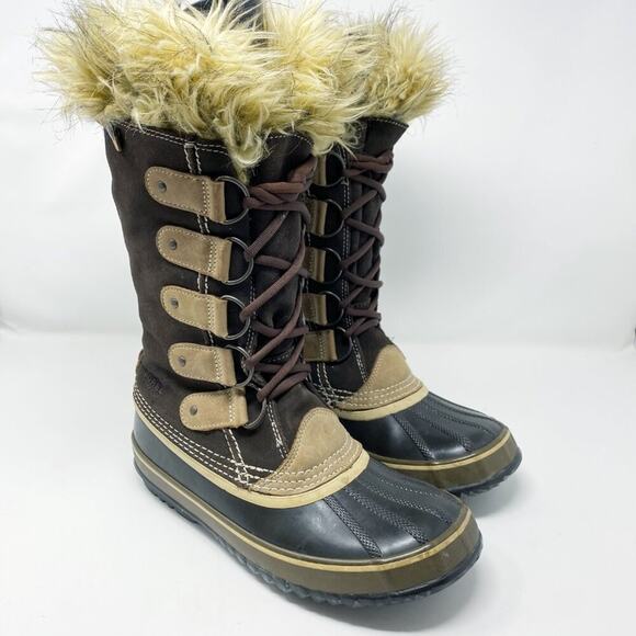 Sorel Brown Joan of Arctic Lace Up Snow Boots Waterproof Women's 9 Faux Fur Trim - Picture 9 of 9